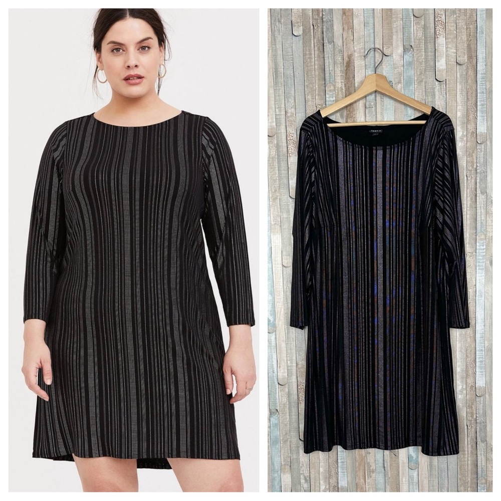 Torrid 3 3X Black Studio Knit Studded Shift Dress Stretch Jersey Party 22 24
